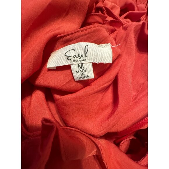 Easel Medium Red Flutter Sleeve Tired V Neck Dress Boho Fairy Romantic Party - Picture 11 of 14